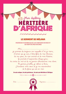 Bonus — diplôme Héritière d'Afrique